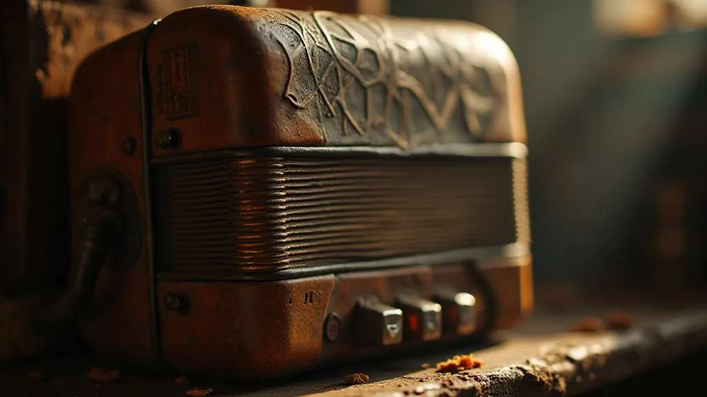 Vintage accordion bellows with patchwork