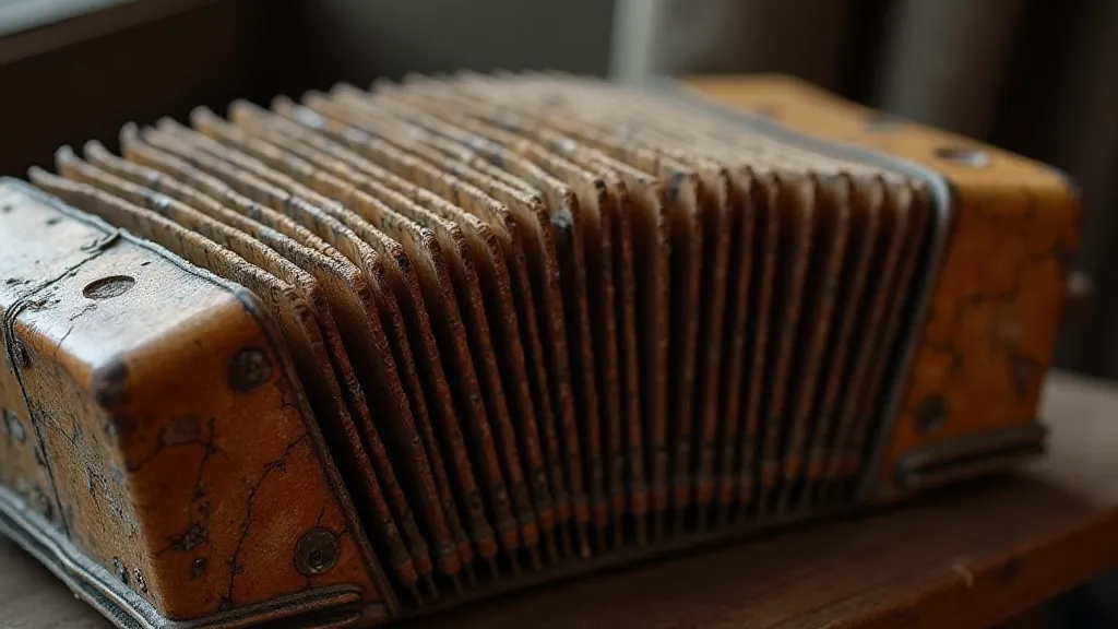 Aged accordion bellows detail