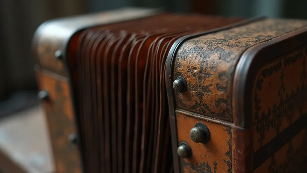 Antique accordion bellows showing age and wear