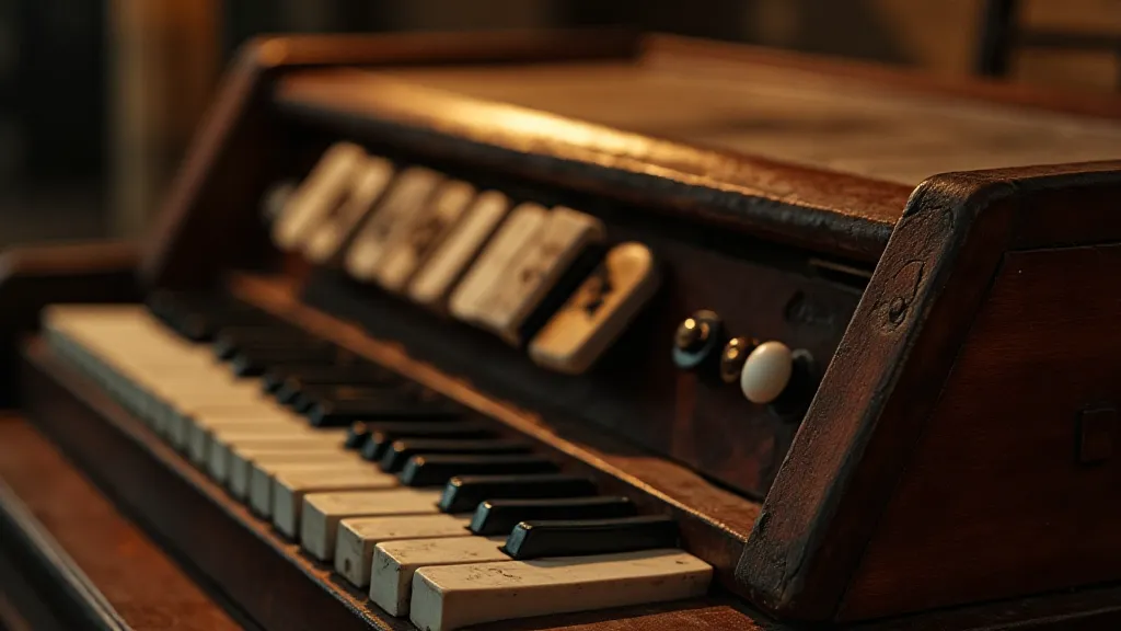 Antique accordion partially disassembled revealing internal mechanics