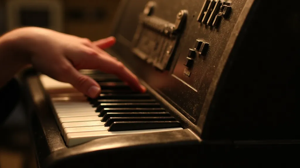 Hand holding a vintage accordion