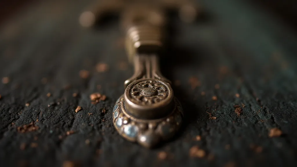 Close-up of a worn accordion key