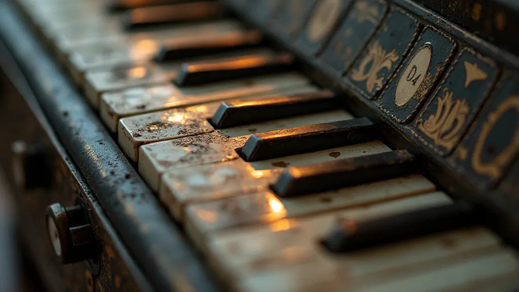 Antique accordion keys with mother-of-pearl inlay