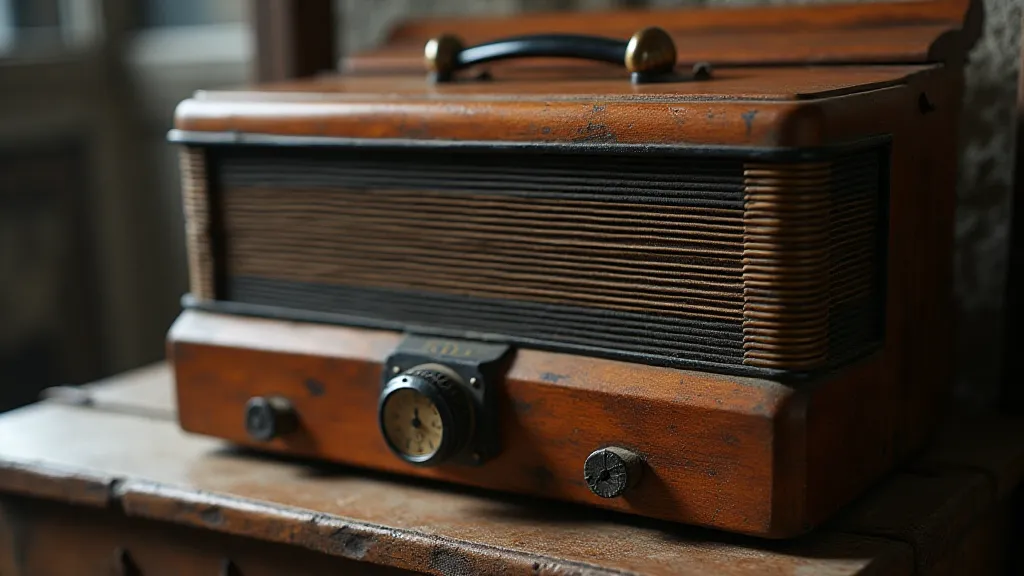 Antique accordion with weathered details.