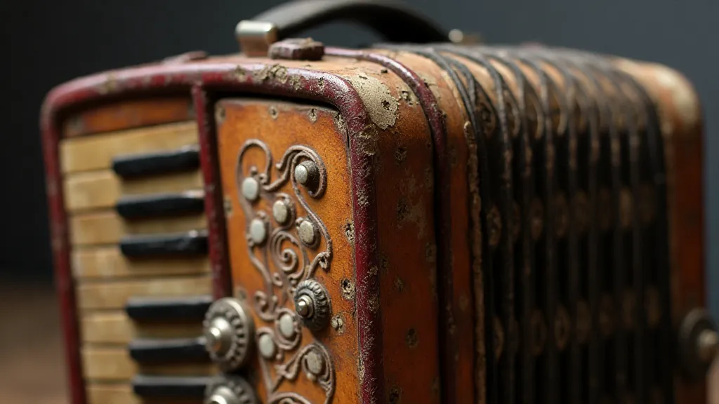 Vintage accordion with worn texture
