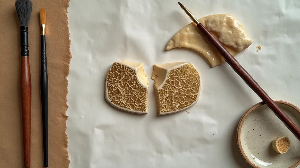 Close-up of Kintsugi repair process
