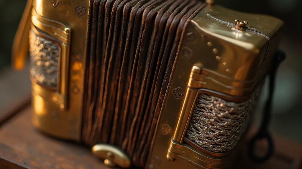 Repaired antique accordion with golden kintsugi details