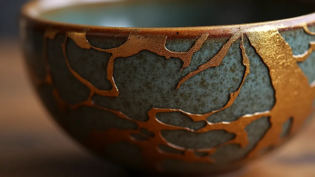 Kintsugi repaired ceramic bowl