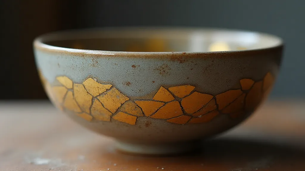 Kintsugi-repaired ceramic bowl