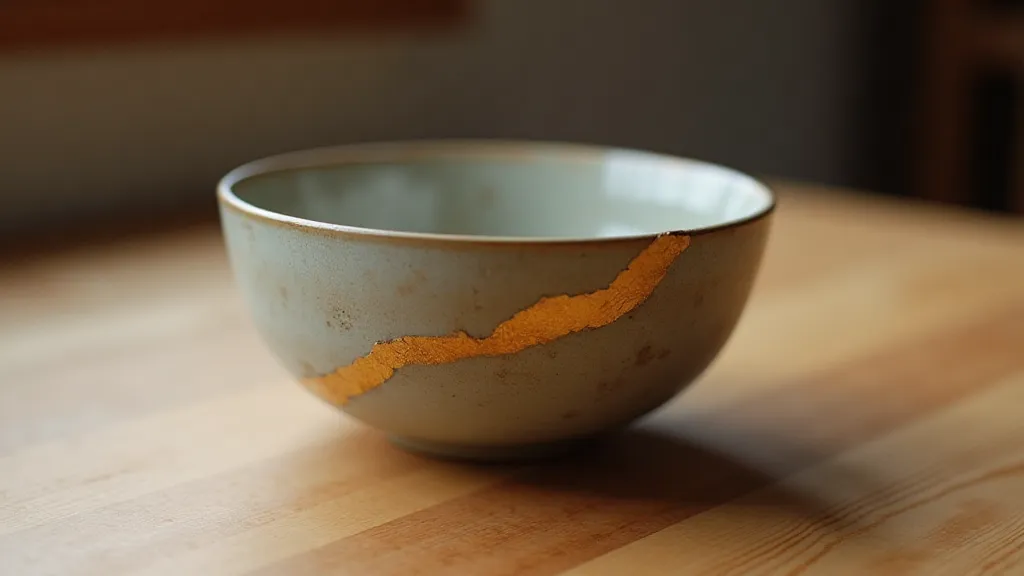 Final kintsugi repaired bowl