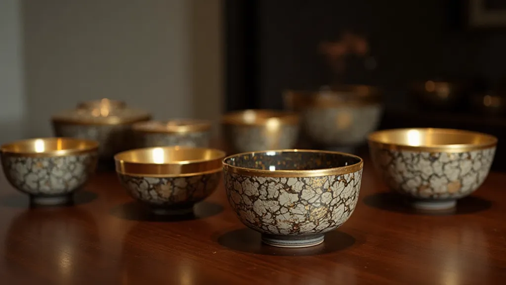 Collection of Kintsugi repaired bowls