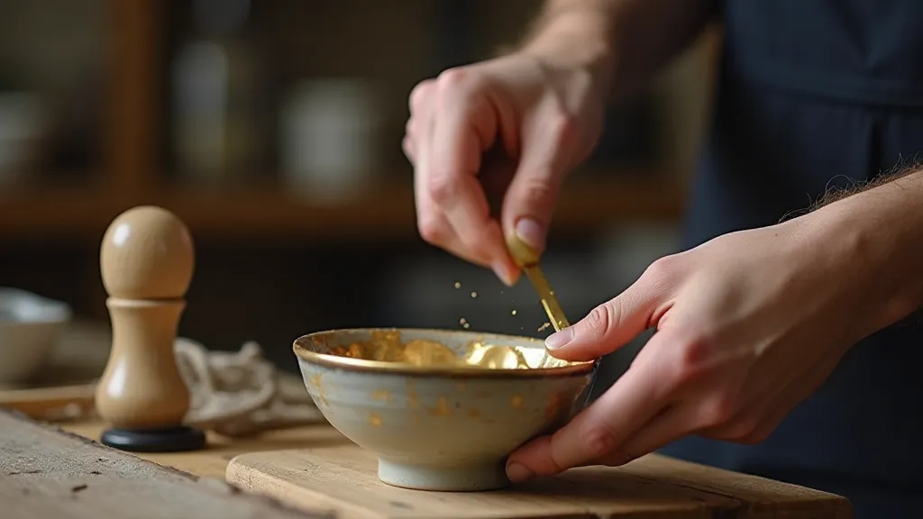 Kintsugi artisan repairing pottery