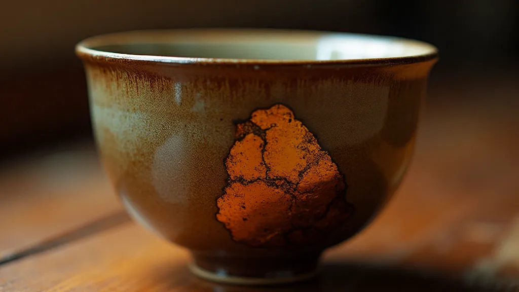 Finished Kintsugi-repaired ceramic teacup